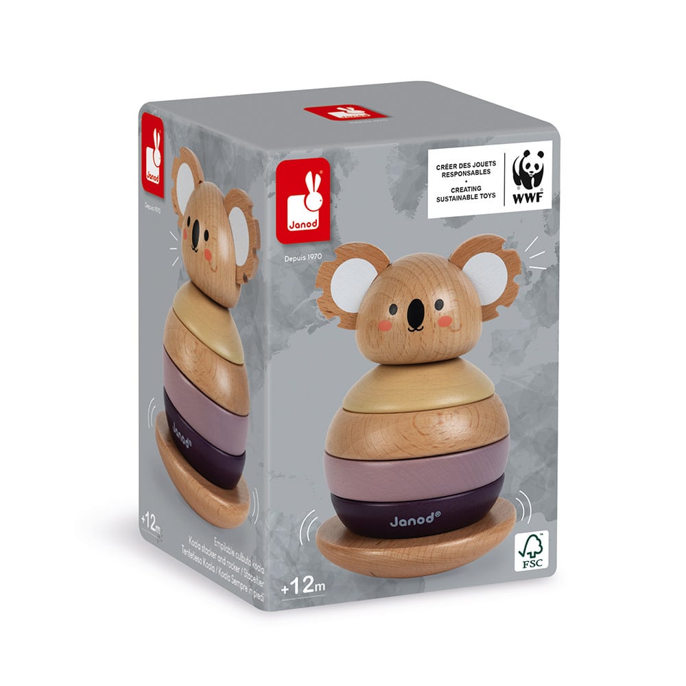 Janod | WWF - Collectie | Houten Stapeltuimelaar | Koala | 6 delig | 13 cm | 1+ - Kleine Eland