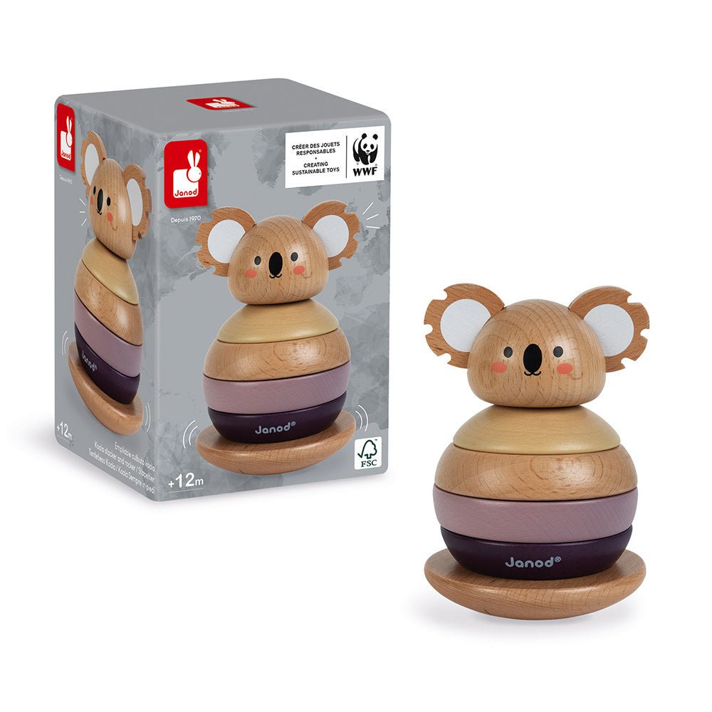 Janod | WWF - Collectie | Houten Stapeltuimelaar | Koala | 6 delig | 13 cm | 1+ - Kleine Eland