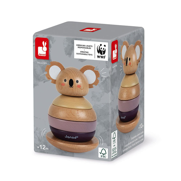 Janod | WWF - Collectie | Houten Stapeltuimelaar | Koala | 6 delig | 13 cm | 1+ - Kleine Eland
