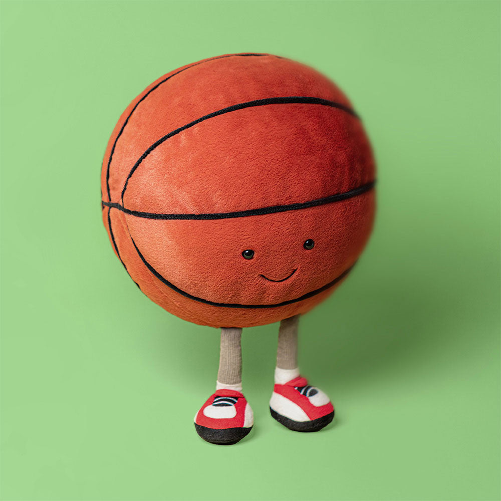 Jellycat Amuseables Sports Basketball, standing against a green background