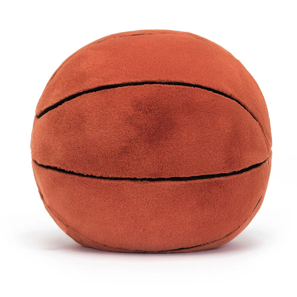Jellycat Amuseables Sports Basketball, rear view with stitched ball lines
