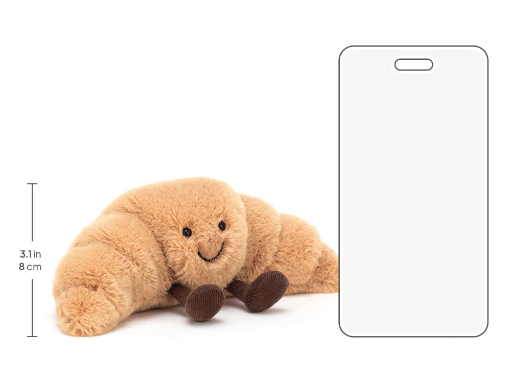 Jellycat Amuseables Croissant Small, size chart showing a sitting height of 8 cm