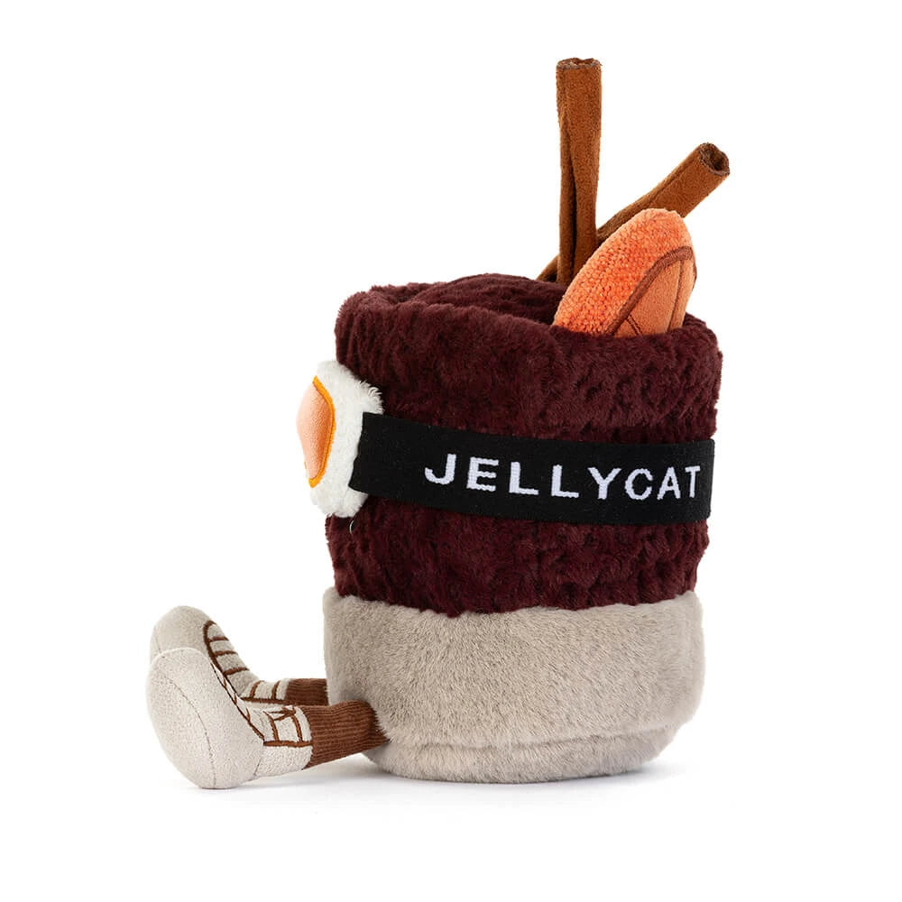 Zij- en achteraanzicht van Mullover Spiced Drink met zwarte Jellycat-brilband