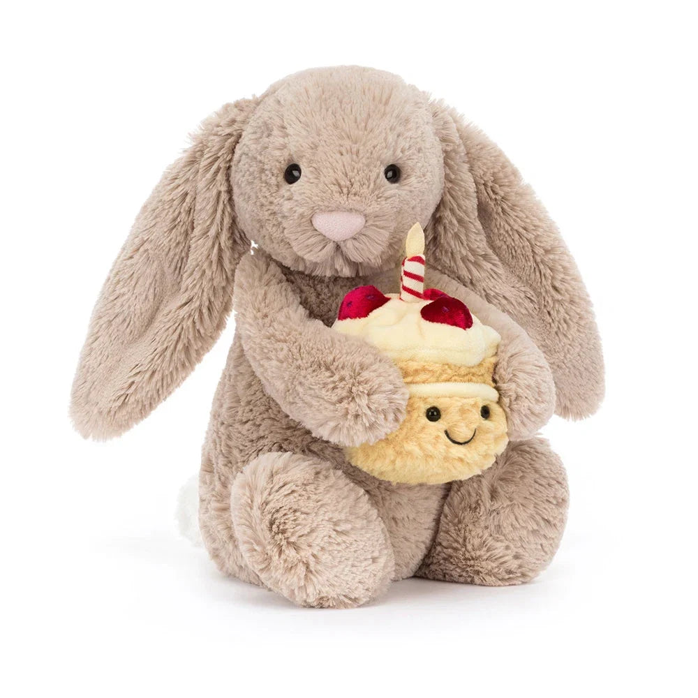Jellycat Bashful Beige Bunny Birthday Original - vooraanzicht