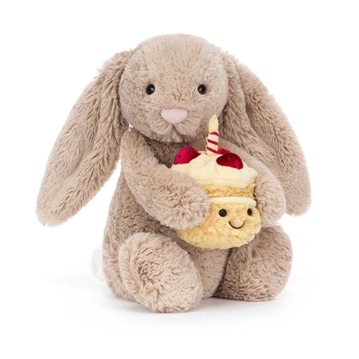Jellycat Bashful Beige Bunny Birthday Original - vooraanzicht