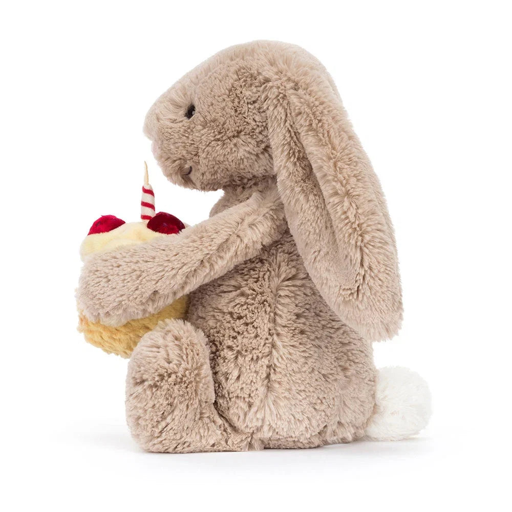 Jellycat Bashful Beige Bunny Birthday Original - achteraanzicht