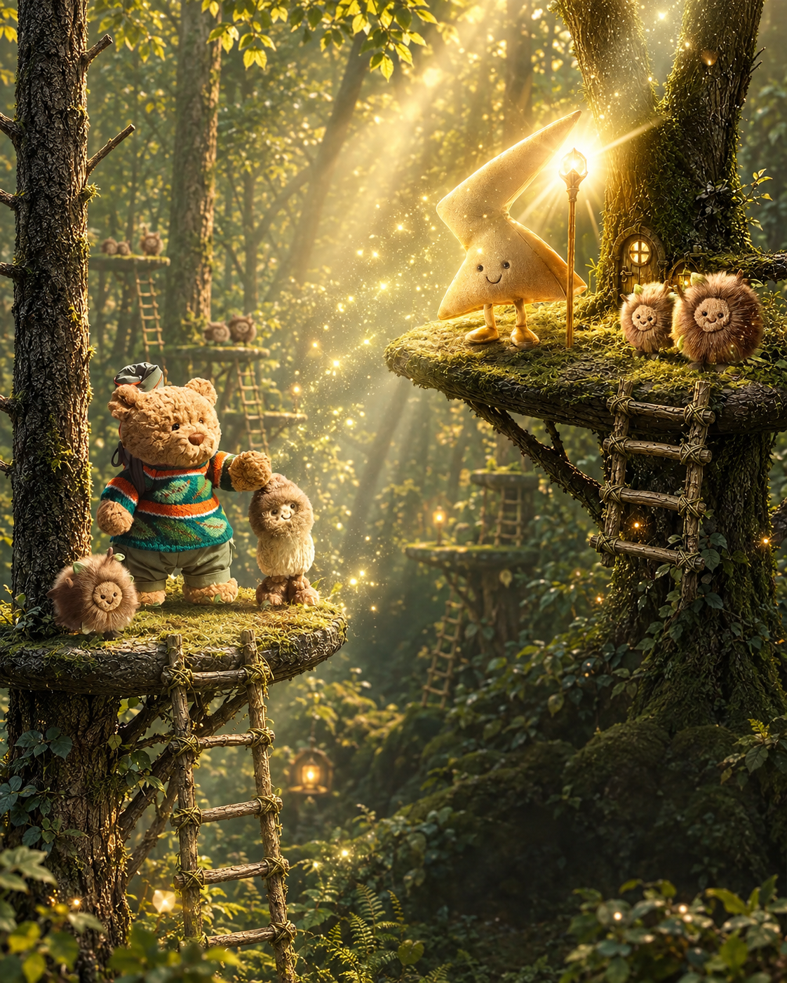 Jellycat knuffels in een magisch bos, mobiele homepage-afbeelding