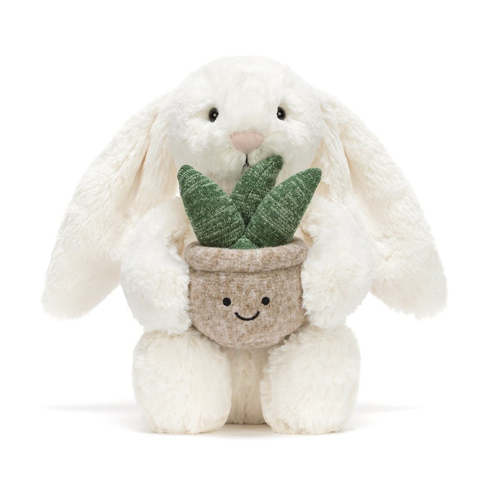 Jellycat | Cream Bunny with Plant | 31 cm | 0+ - Kleine Eland