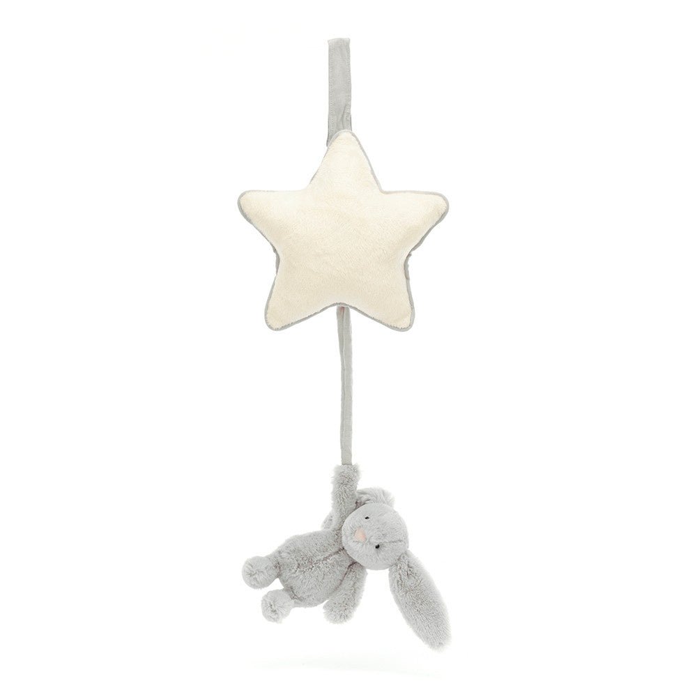Jellycat | Musical Pull | Bashful Bunny | Silver | 30 cm | 0+ - Kleine Eland