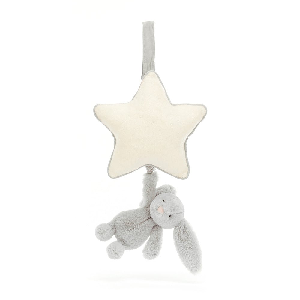 Jellycat | Musical Pull | Bashful Bunny | Silver | 30 cm | 0+ - Kleine Eland