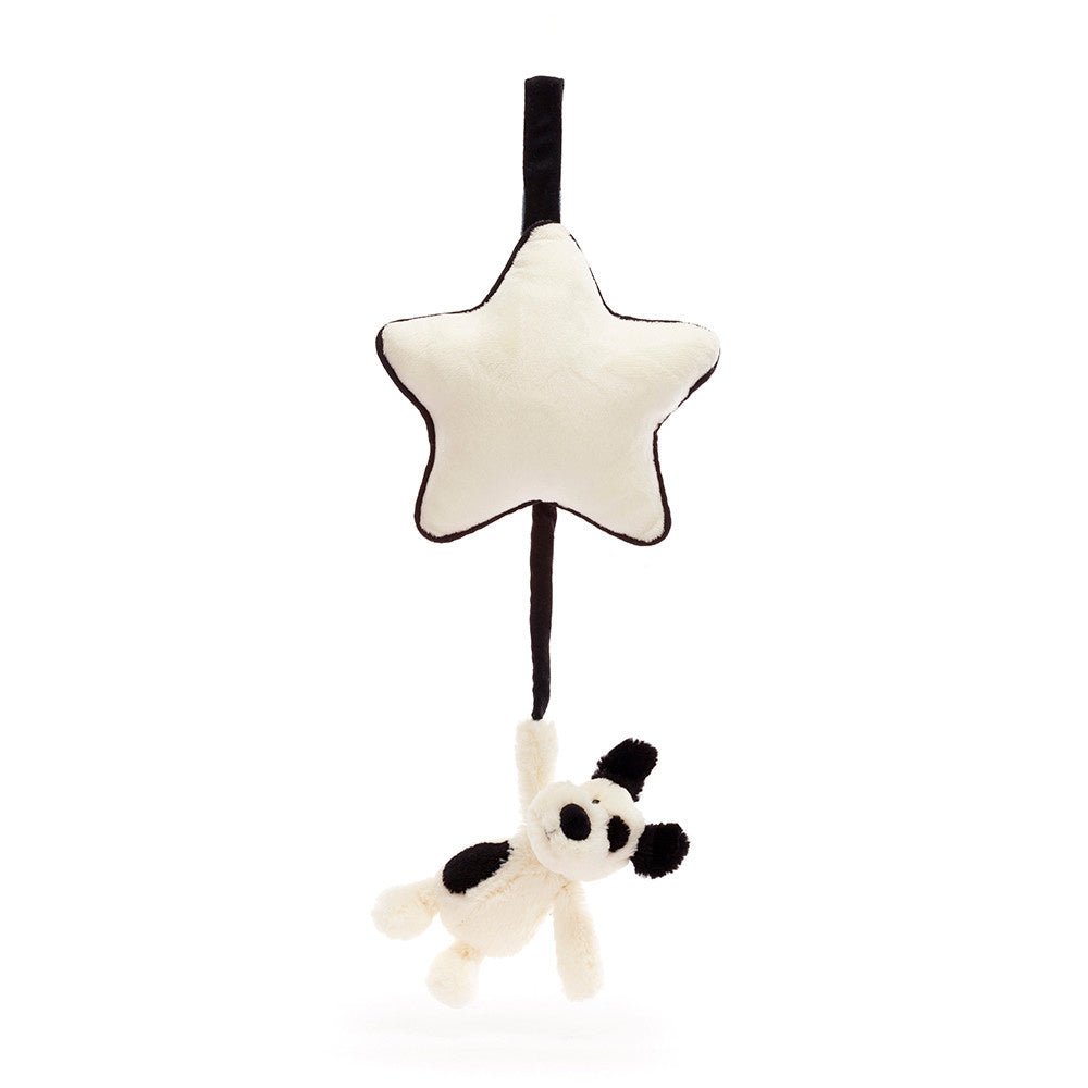 Jellycat | Musical Pull | Bashful Puppy | Black &amp; Cream | 30 cm | 0+ - Kleine Eland