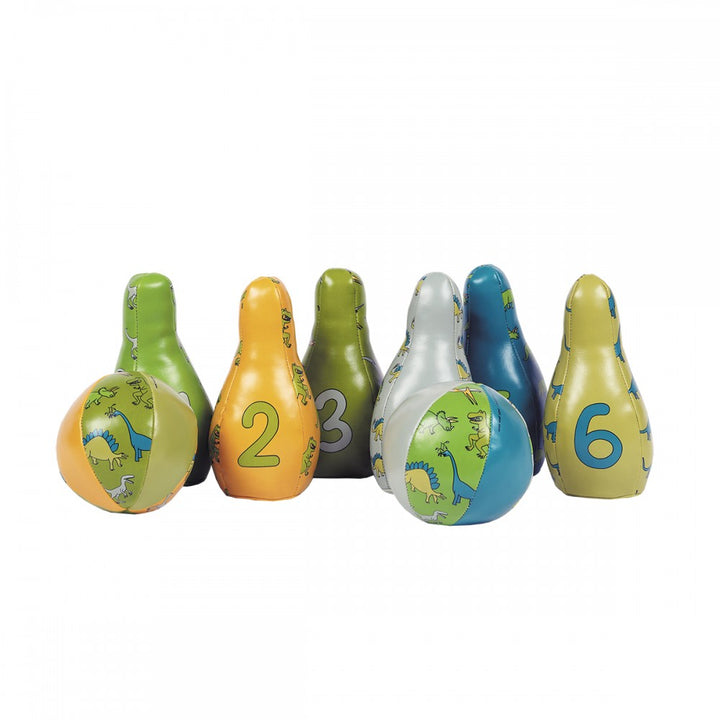 Petit Jour | Bowling Set | Dinosaur | 8 pieces | 15 cm | 1+