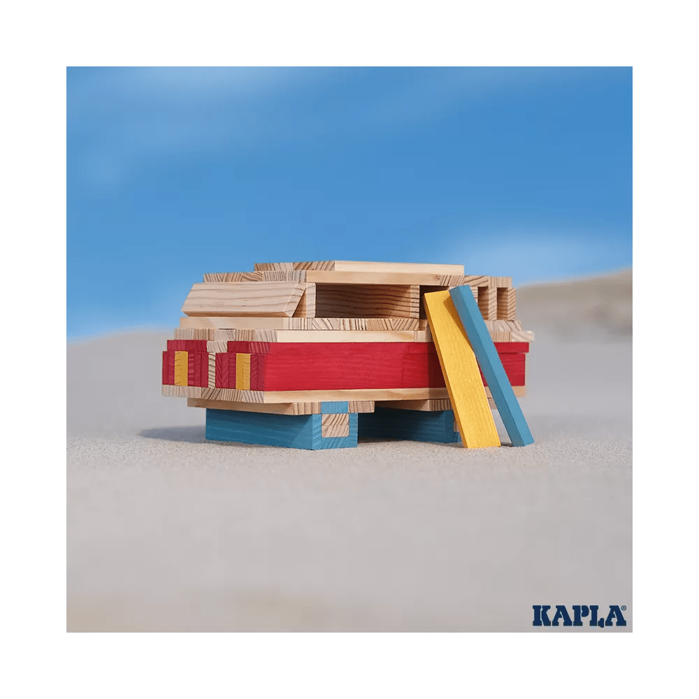 Kapla | Houten Speelgoed | Kabouterplankjes | 200 stuks | Naturel + Zomers Gekleurde - Kleine Eland