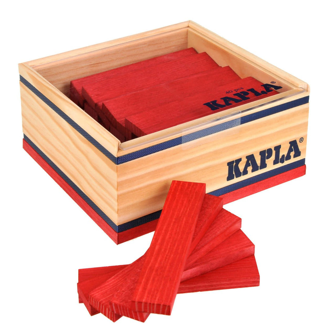Kapla | Houten Speelgoed | Kabouterplankjes | 40 stuks | Rood - Kleine Eland