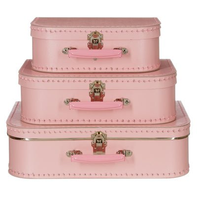 Kartonnen Kinderkoffer Lichtroze met Roze handvat | 25 cm - Kleine Eland
