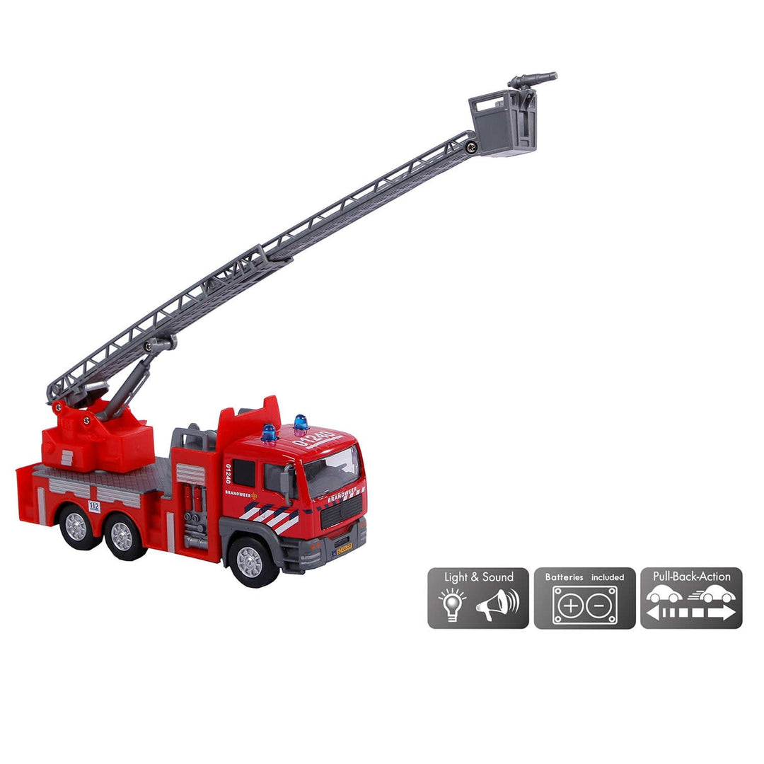 Kids Globe | Brandweer | Die - Cast | Ladderwagen met Licht en Geluid | 15 cm | 3+ - Kleine Eland