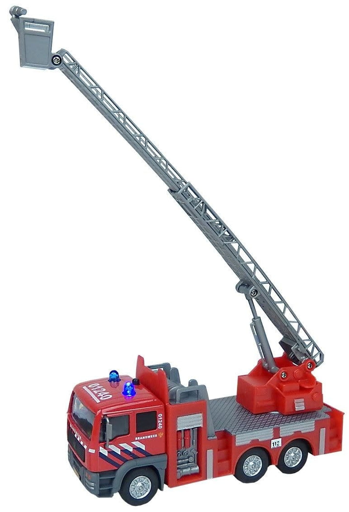 Kids Globe | Brandweer | Die - Cast | Ladderwagen met Licht en Geluid | 15 cm | 3+ - Kleine Eland