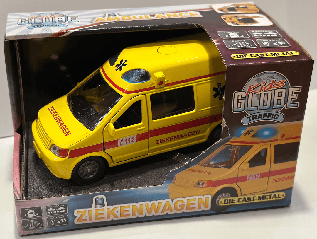 Kids Globe | Die Cast | Ambulance met licht en geluid | 13 cm | 3+ - Kleine Eland
