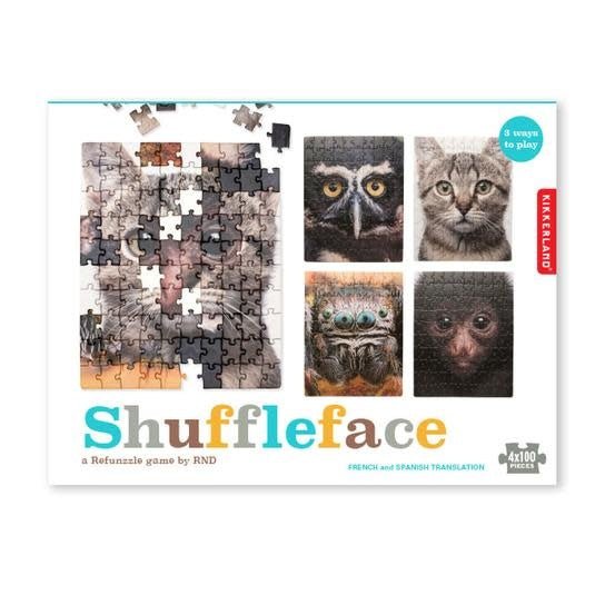 Kikkerland | Puzzle | Refunzzle | Shuffleface | 4 x 100 stukjes | 5+ - Kleine Eland