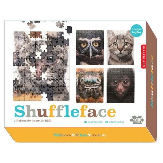 Kikkerland | Puzzle | Refunzzle | Shuffleface | 4 x 100 stukjes | 5+ - Kleine Eland