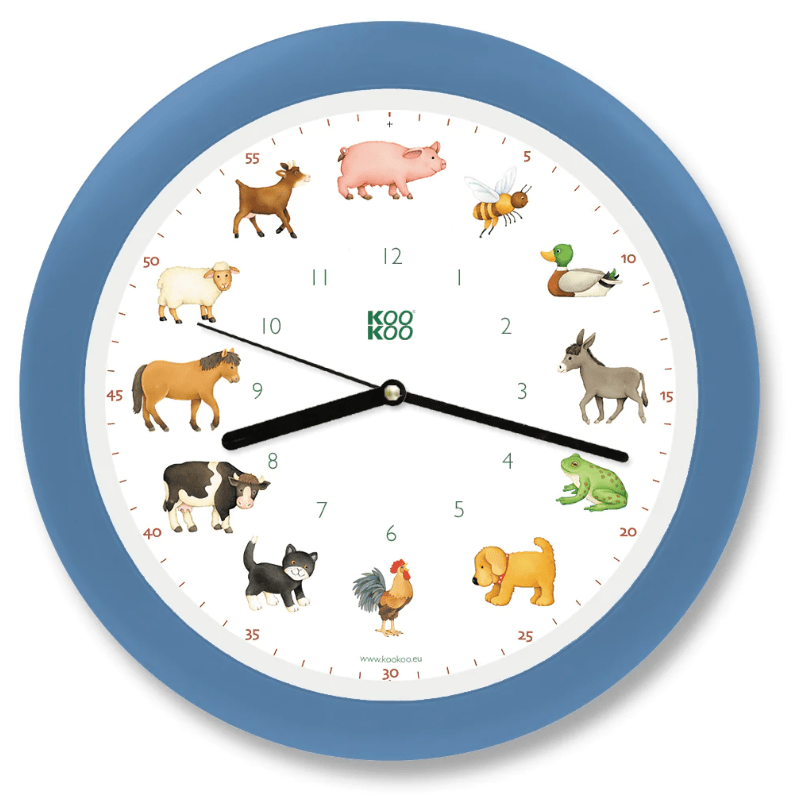 KooKoo | Klok met Dierengeluiden | Kidsworld | Hemelsblauwe lijst - Kleine Eland