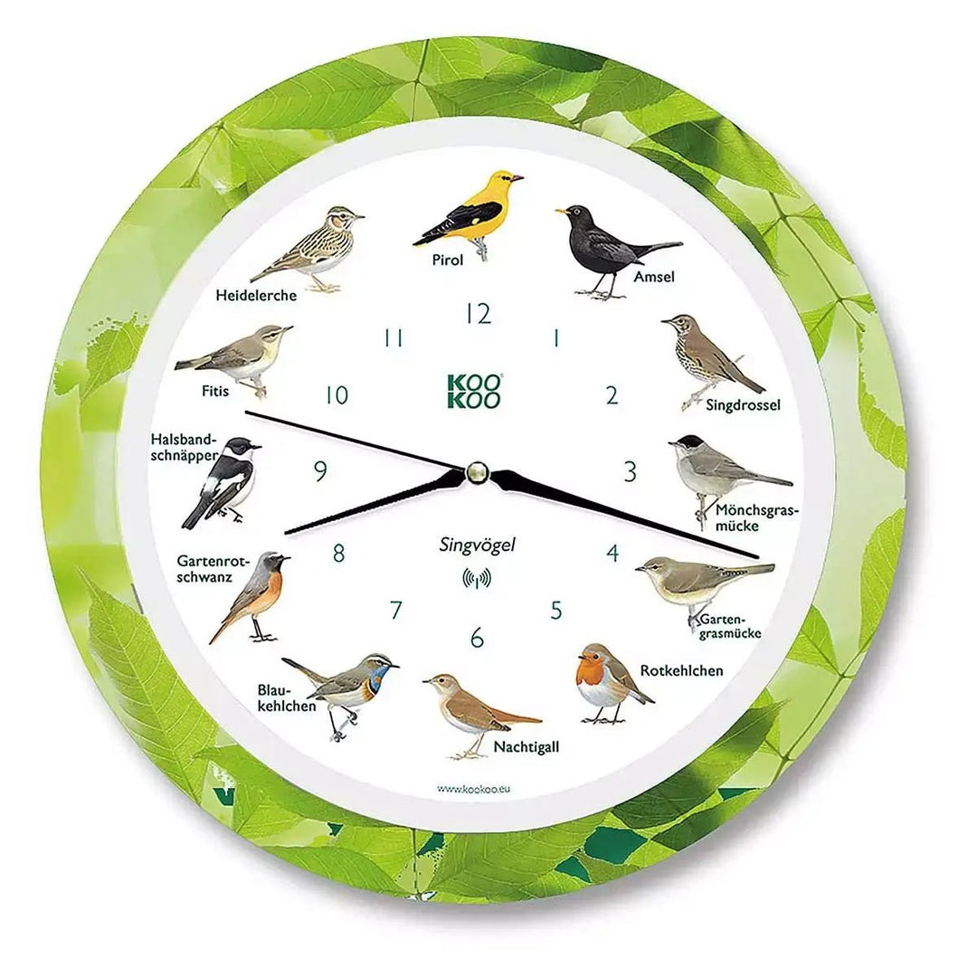 KooKoo | Klok met Dierengeluiden | Radio Controlled | Zangvogels | lijst met bladeren - Kleine Eland