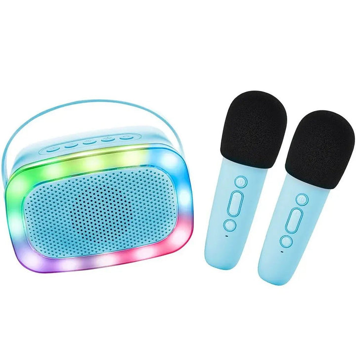 Lalarma | Kids Karaoke | Duo | 2 Bluetooth - microfoons en luidspreker met licht | Blauw | 3+ - Kleine Eland