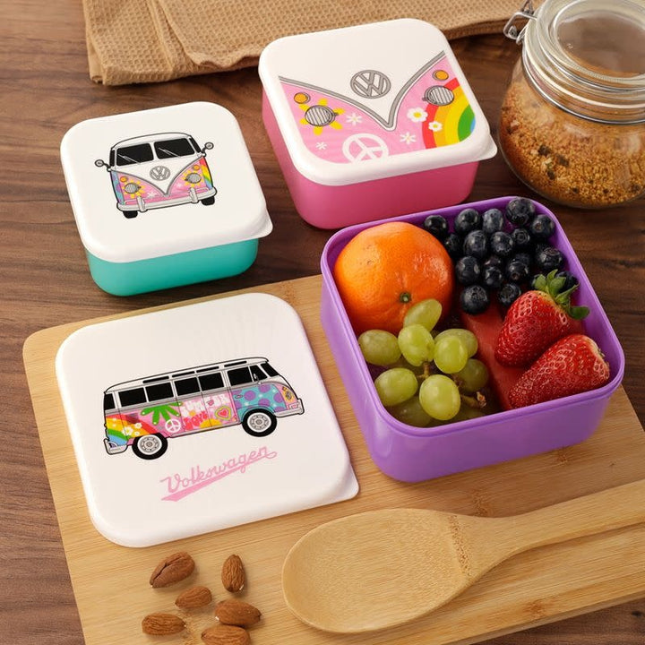 Puckator | Set van 3 lunchboxen | Volkswagen VW T1 | Camper Bus | Summer | 13,5 - 11,5 - 10 cm