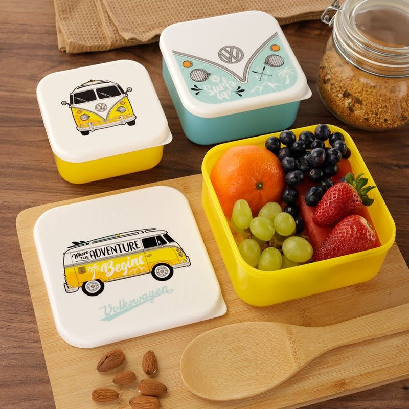 Puckator | Set van 3 lunchboxen | Volkswagen VW T1 | Camper Bus | Surf | 13,5 - 11,5 - 10 cm