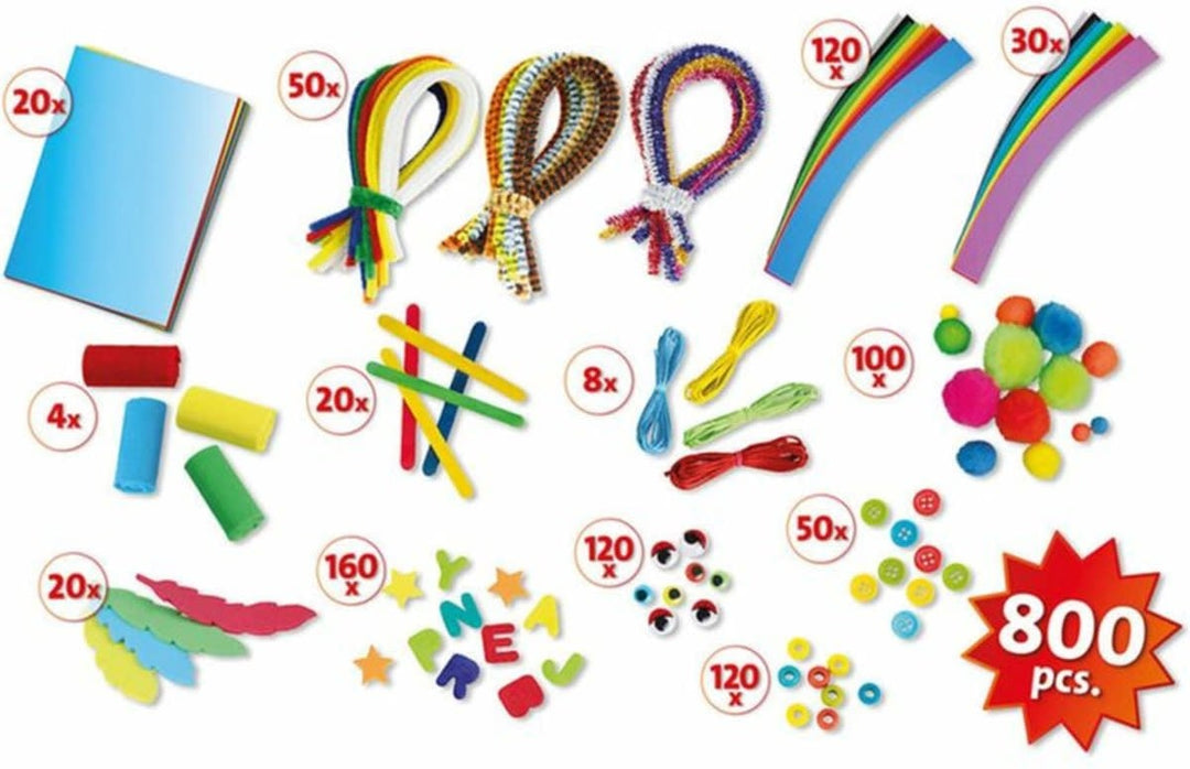 Lena Creatief | Jumbo Knutselkoffer | Groen | 800 onderdelen | 5+ - Kleine Eland