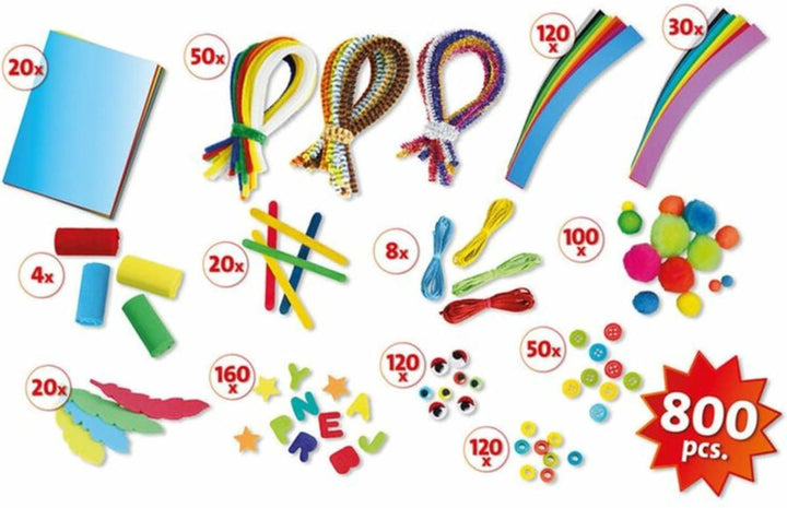 Lena Creatief | Jumbo Knutselkoffer | Groen | 800 onderdelen | 5+ - Kleine Eland