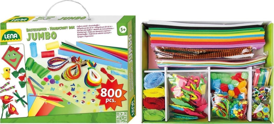 Lena Creatief | Jumbo Knutselkoffer | Groen | 800 onderdelen | 5+ - Kleine Eland