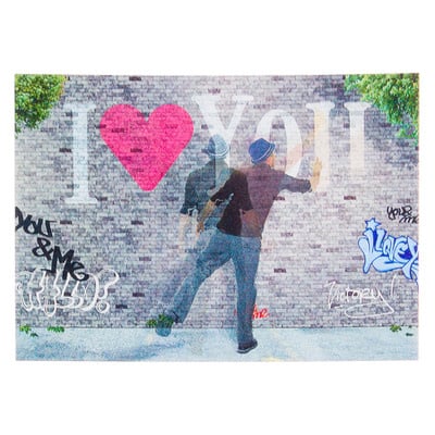 Lenticulaire Kaart Bewegend | Graffiti | I love you - Kleine Eland