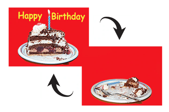 Lenticulaire Kaart Bewegend | Happy Birthday | Taart - Kleine Eland