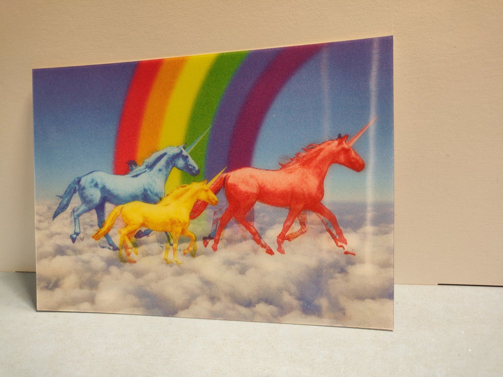 Lenticulaire Kaart Bewegend | Regenboog Eenhoorns - Kleine Eland