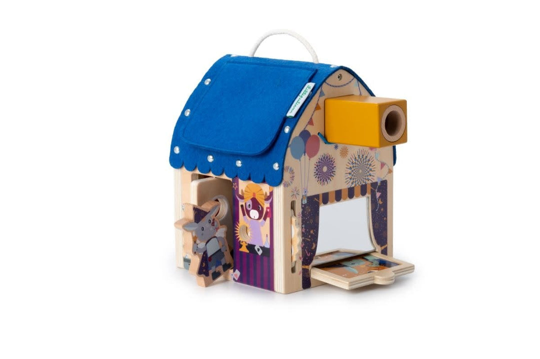 Lilliputiens | Houten Ontdekkingshuis | Houten Huis met Stofjes | Optische Illusies 20 cm | 3+ - Kleine Eland
