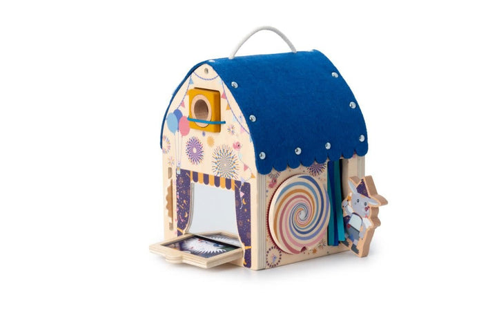 Lilliputiens | Houten Ontdekkingshuis | Houten Huis met Stofjes | Optische Illusies 20 cm | 3+ - Kleine Eland
