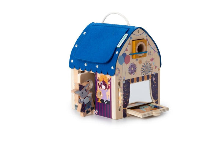 Lilliputiens | Houten Ontdekkingshuis | Houten Huis met Stofjes | Optische Illusies 20 cm | 3+ - Kleine Eland