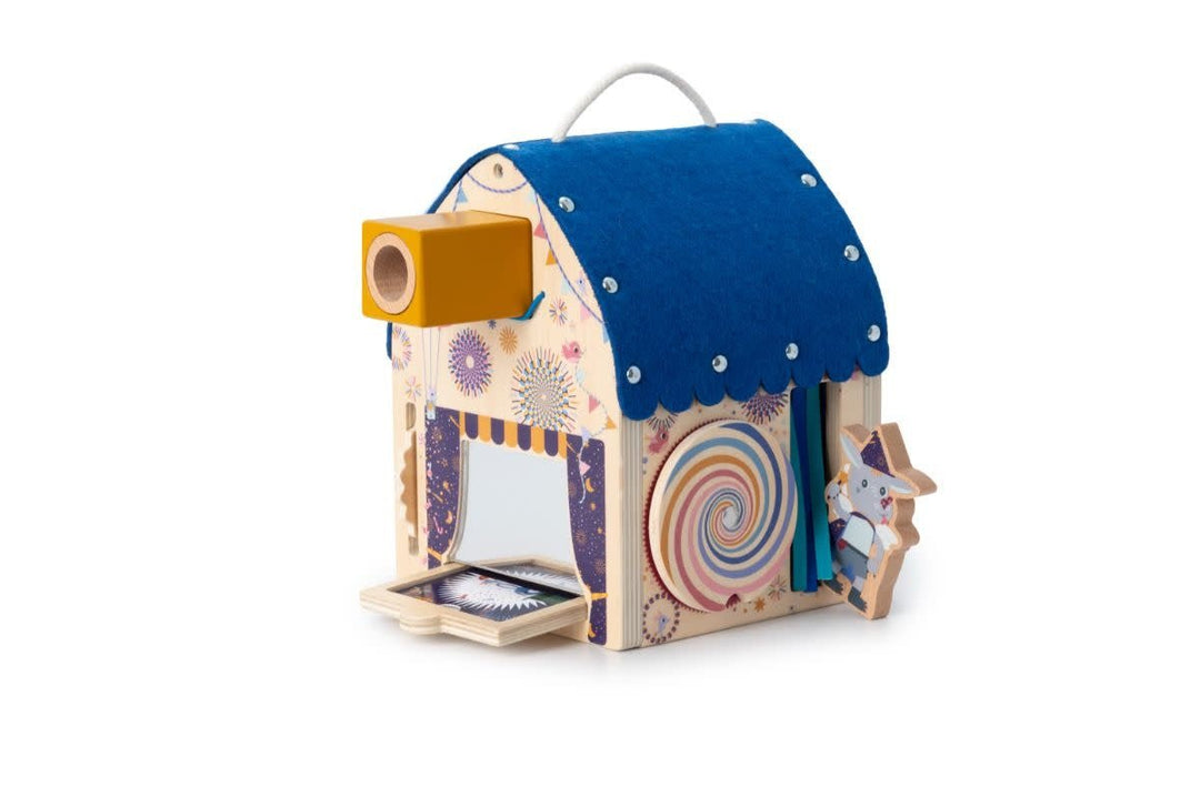 Lilliputiens | Houten Ontdekkingshuis | Houten Huis met Stofjes | Optische Illusies 20 cm | 3+ - Kleine Eland