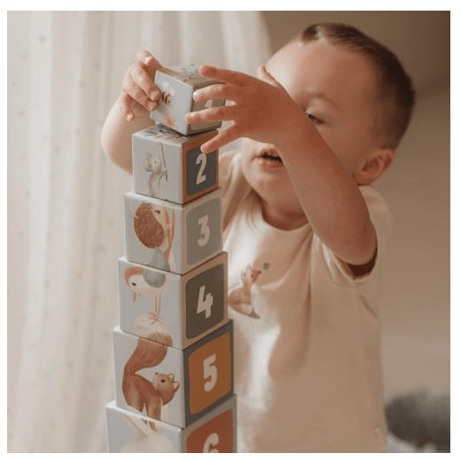 Little Dutch | Forest Friends | Stapelkubussen | 10 delig | +18 maanden - Kleine Eland