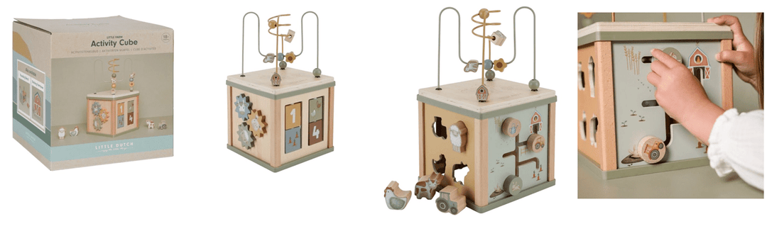 Little Dutch | Houten Activiteiten Kubus | Little Farm | 40 cm | +18 mnd - Kleine Eland