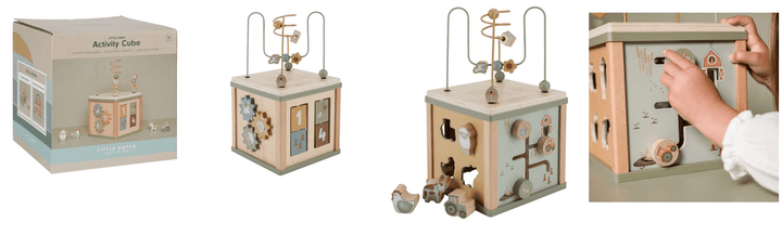 Little Dutch | Houten Activiteiten Kubus | Little Farm | 40 cm | +18 mnd - Kleine Eland