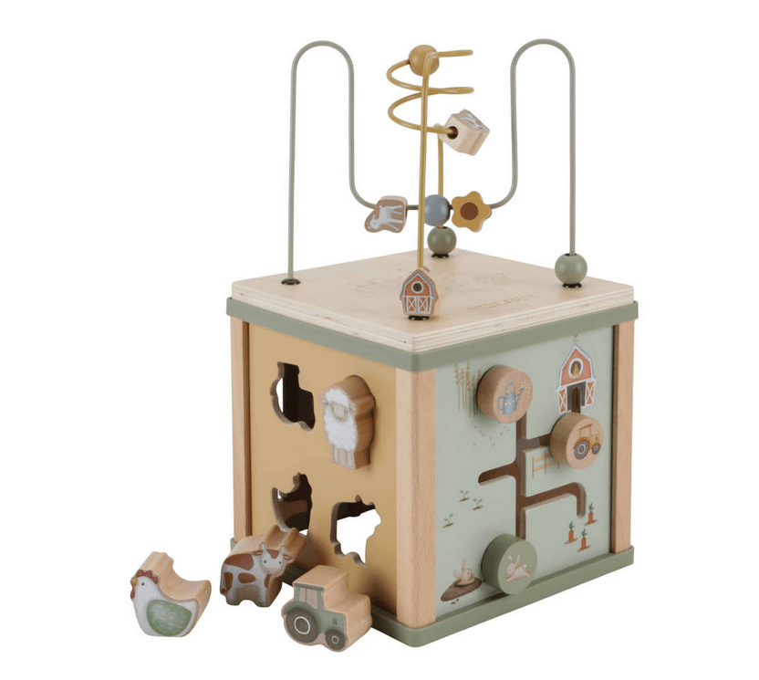 Little Dutch | Houten Activiteiten Kubus | Little Farm | 40 cm | +18 mnd - Kleine Eland