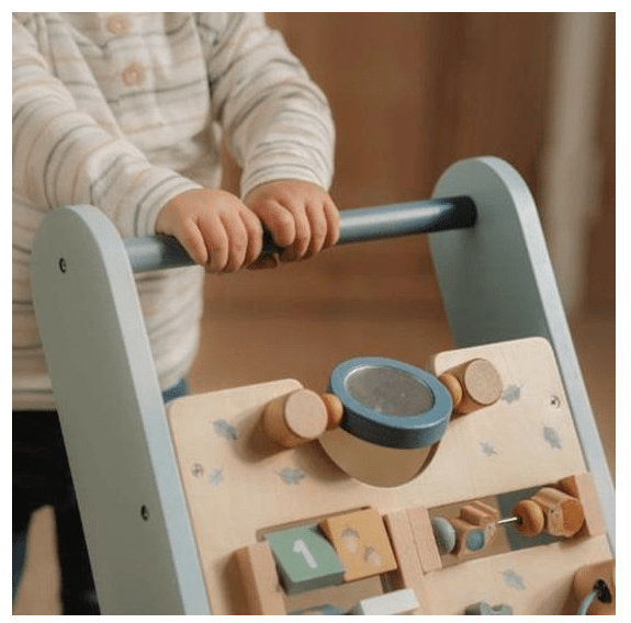 Little Dutch | Houten Activiteiten Loopwagen | Babywalker | Forest Friends | 1+ - Kleine Eland