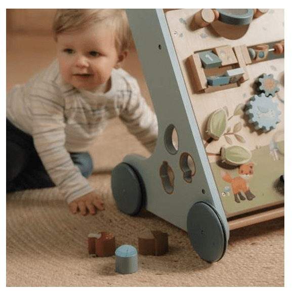 Little Dutch | Houten Activiteiten Loopwagen | Babywalker | Forest Friends | 1+ - Kleine Eland