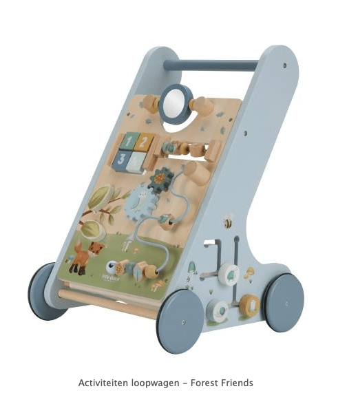 Little Dutch | Houten Activiteiten Loopwagen | Babywalker | Forest Friends | 1+ - Kleine Eland