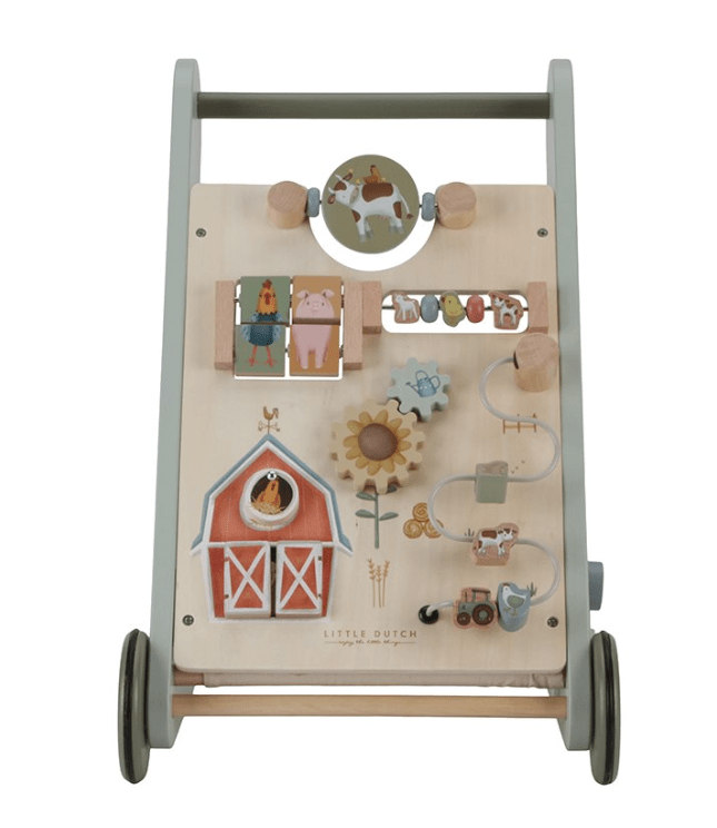Little Dutch | Houten Activiteiten Loopwagen | Babywalker | Little Farm | 1+ - Kleine Eland