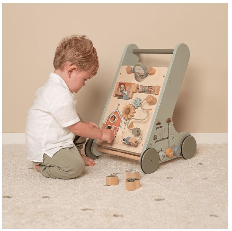 Little Dutch | Houten Activiteiten Loopwagen | Babywalker | Little Farm | 1+ - Kleine Eland