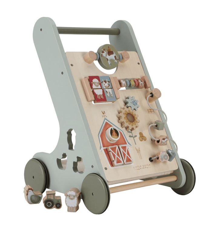 Little Dutch | Houten Activiteiten Loopwagen | Babywalker | Little Farm | 1+ - Kleine Eland