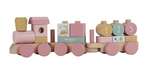 Little Dutch | Houten Blokkentrein | Fairy Garden | 17 delig | 45 cm | 1+ - Kleine Eland